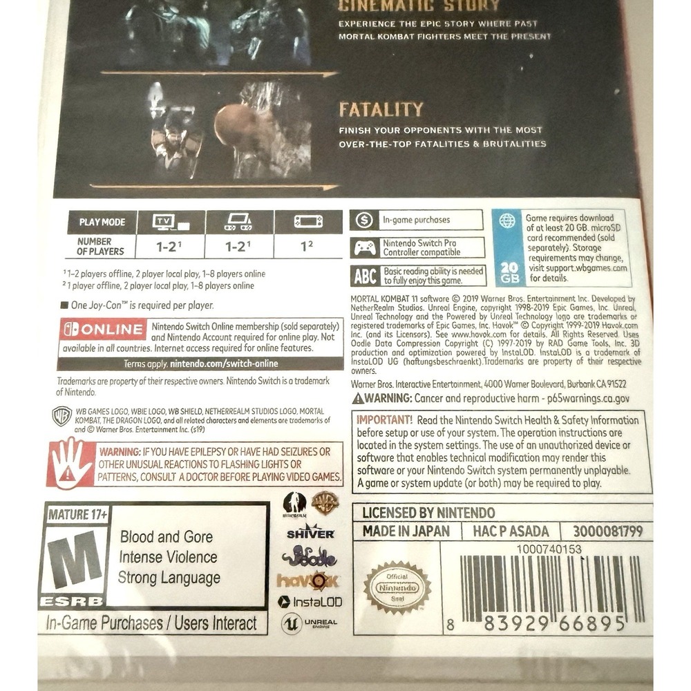 Mortal Kombat 11 Nintendo Switch Brand New Sealed Fighting Game MK11 2019 WB - Picture 5 of 10